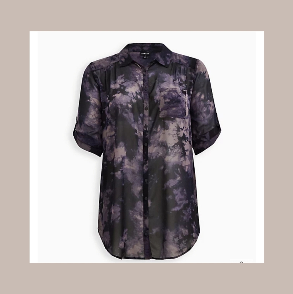 Torrid Tunic Chiffon Button Down Top
